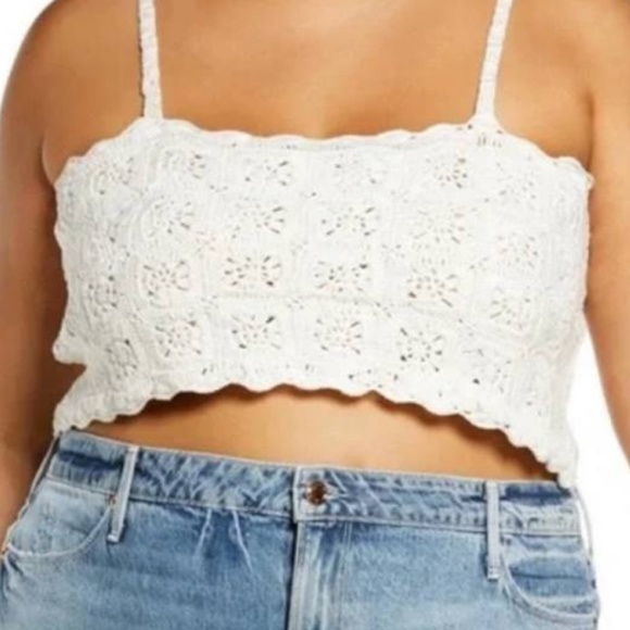 BP white crochet cropped tank top - Picture 1 of 4